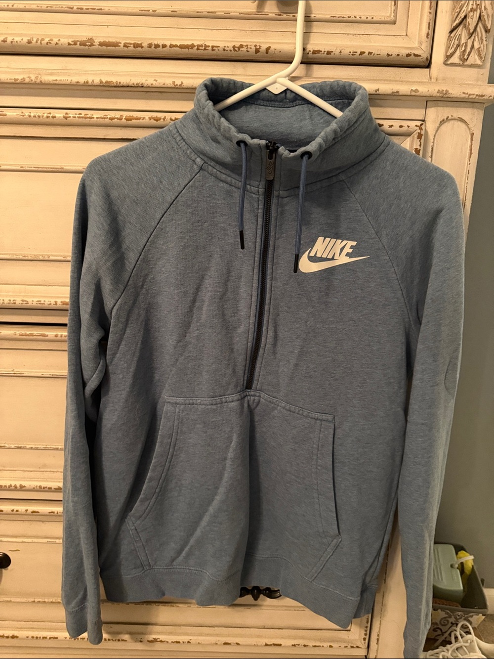Nike Light Blue Half-Zip Pullover with White Swoosh